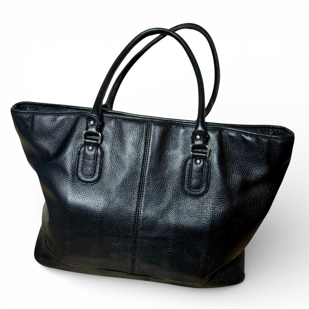 L.L. Bean Classic Black Leather Tote - Picture 2 of 4